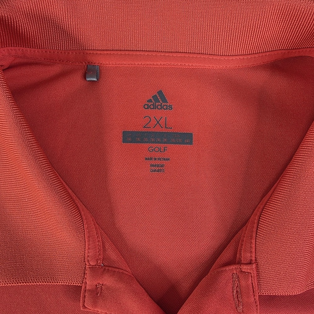 Adidas Golf Polo Shirt Mens Size 2XL Red Orange Short Sleeve Stretch Performance - Picture 2 of 8